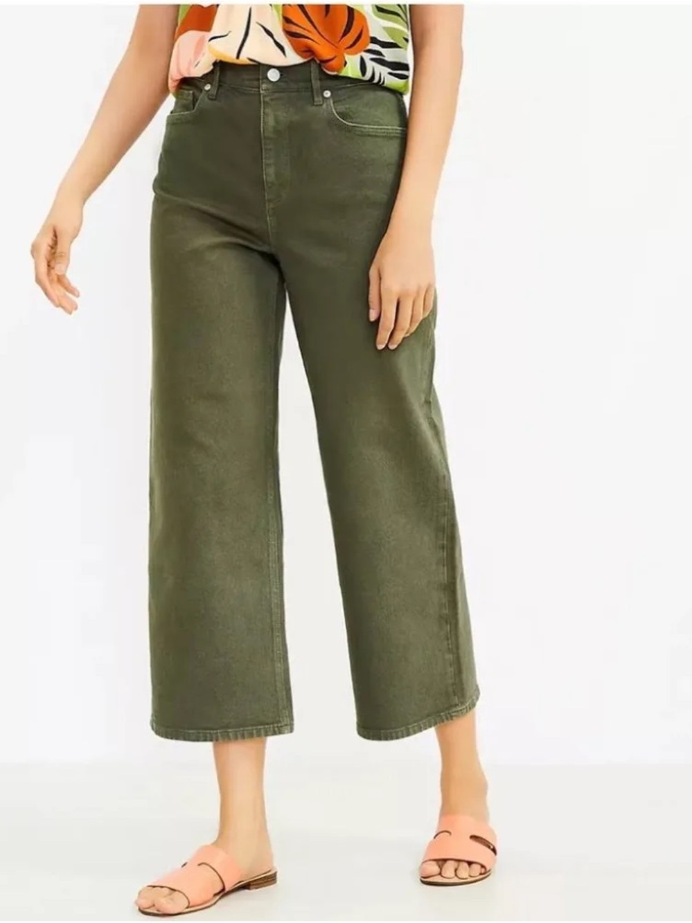 LOFT Olive Green Corduroy Straight-Leg Pants